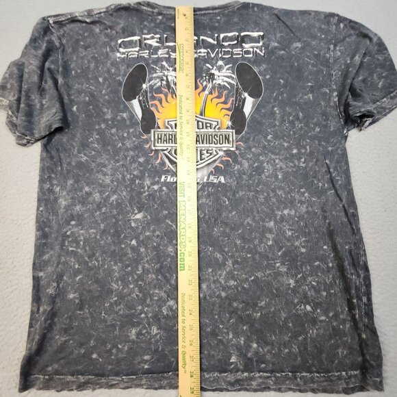 Harley-Davidson Shirt Mens 2XL Orlando Florida AOP Goth Tattoo Afflic Style Gray - Picture 11 of 12